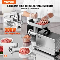 VEVOR Stainless Steel Commercial Meat Grinder, 5 Lbs/Min Capacity Electric Meat Grinders w/ Blade, Grinding Plate, Sausage Maker 2