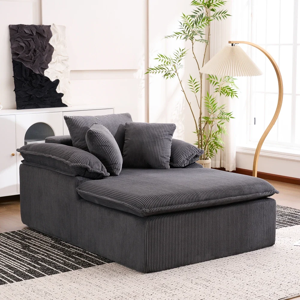 Modernes, bequemes Lese-Liegesofa mit breiten Armlehnen, keine Montage erforderlich, Sitzmöbel für das Wohnzimmer im Innenbereich – Detail 31