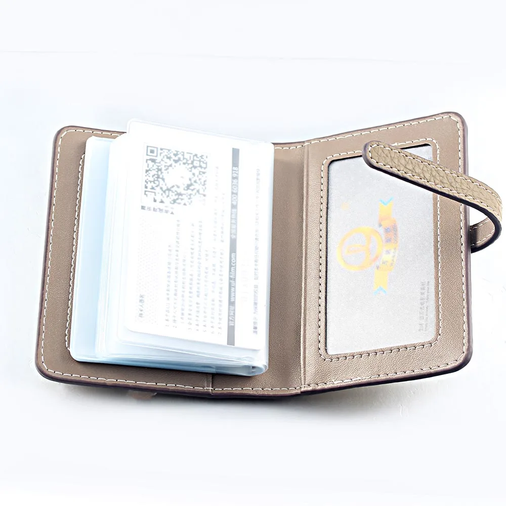 Round Buckle H Leather Large Capacity Card Holder Wallet