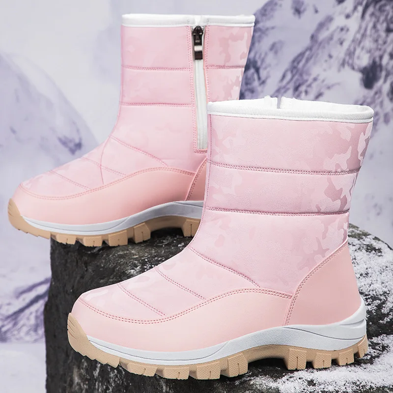 Cold Resistance -30℃ Women & Female Child Snow Boots Outdoor Winter Hiking Shoes Waterproof Size 36-42