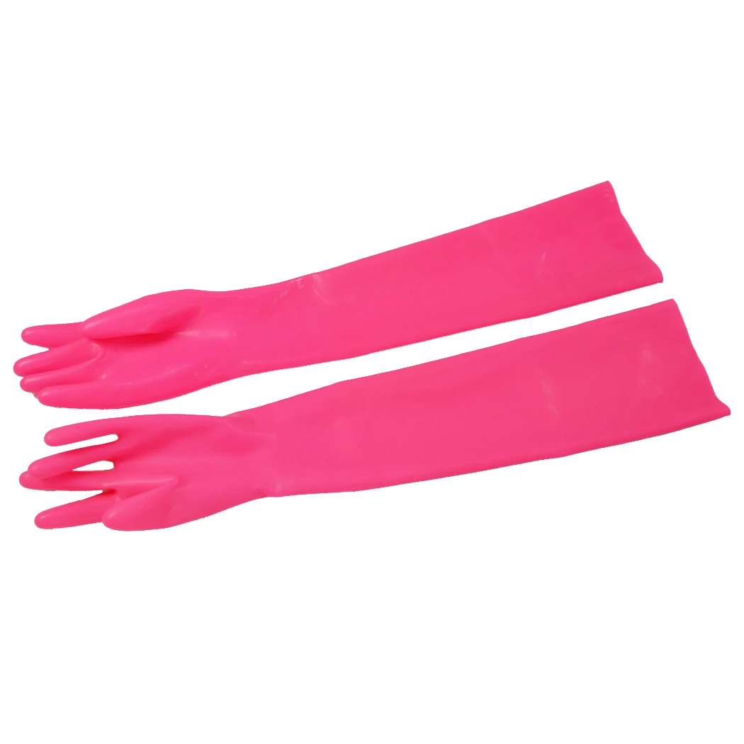 Adult Unisex Black Latex Long Gloves Opera Fetish Latex Gloves Rubber Arm Long Mittens Fingered Red