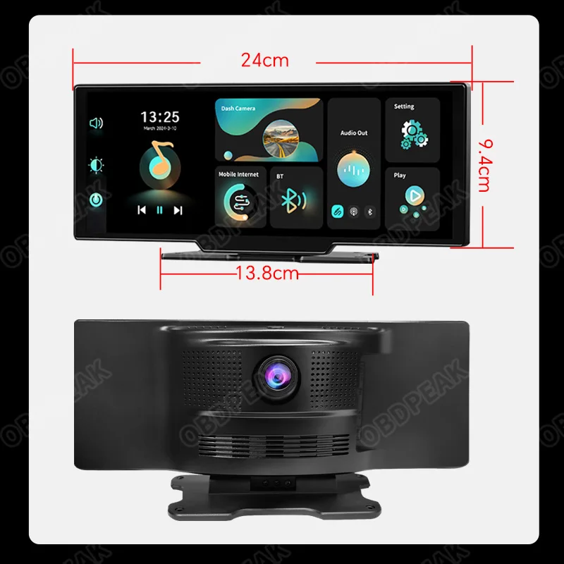 K2 카플레이 안드로이드 자동차 대시 캠, 4K 자동차 DVR 후방 카메라, 와이파이 GPS 내비게이션, 비디오 녹음기, 대시 보드, 듀얼 렌즈 AUX BT, 10.26 인치