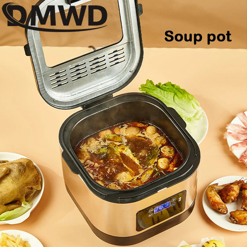 5L Deep Fryer Electric Household Intelligent Temperature adjustable Frying Machine Visualization Multicooker Removable Basket