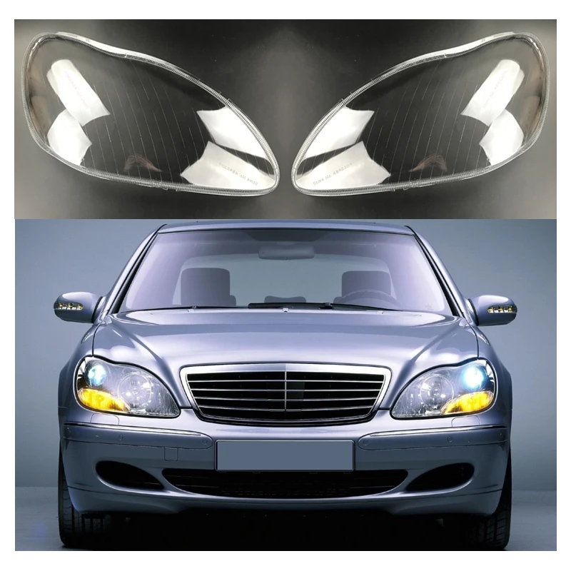 Jade 1 Pair Headlight Headlamp Clear Lens Plastic Shell Cover for Mercedes Benz W220 S350 S600 2000-2006 