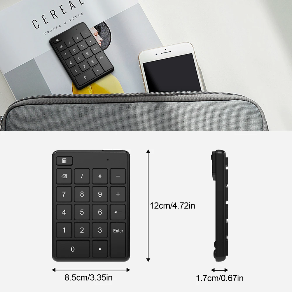Financial Accounting Number Keyboard BT5.0 Numeric Keypad Button Cell Battery Wireless Keyboard Digital for Laptop Compute ﻿