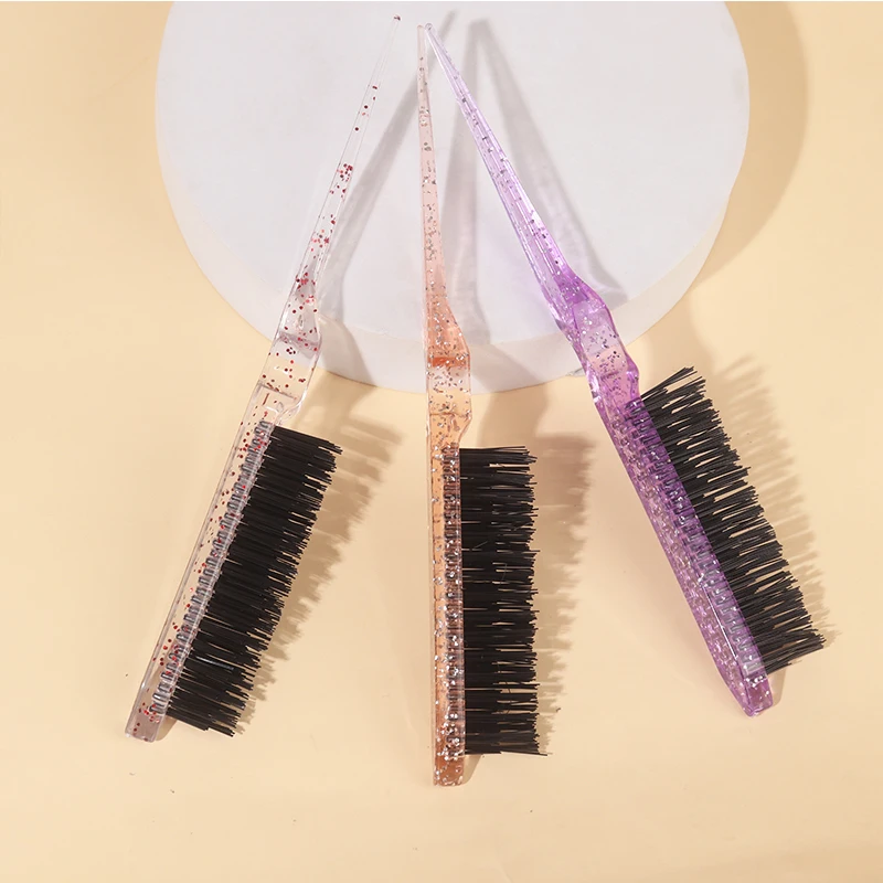 3pcs 세 행 헤어 빗 밝은 밝은 클리어 컬러 헤어 푹신한 곱슬 빗 헤어 롤빵 머리 뾰족한 꼬리 빗 스타일링 빗