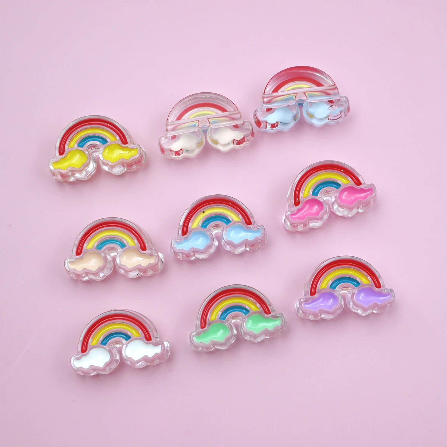 Rainbow Cloud Acrylic Beads for DIY Craft Accessories