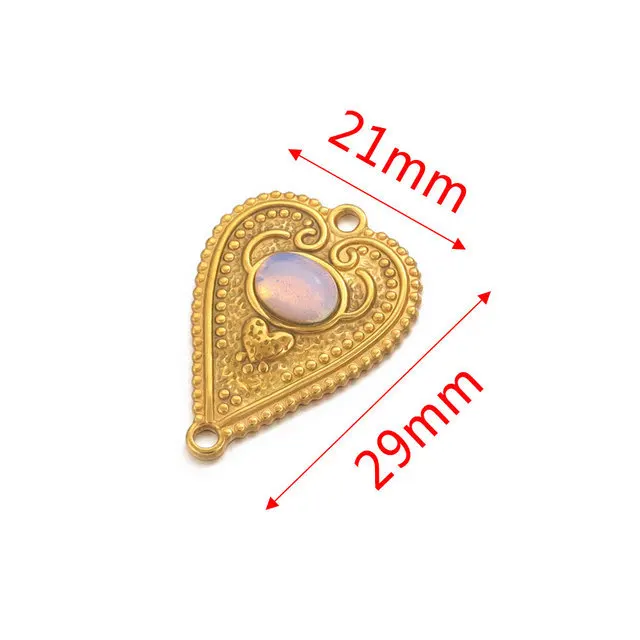 Stainless Steel Oval Bohemian Natural Stone Heart Pendant DIY Accessory Accessories Necklace 4