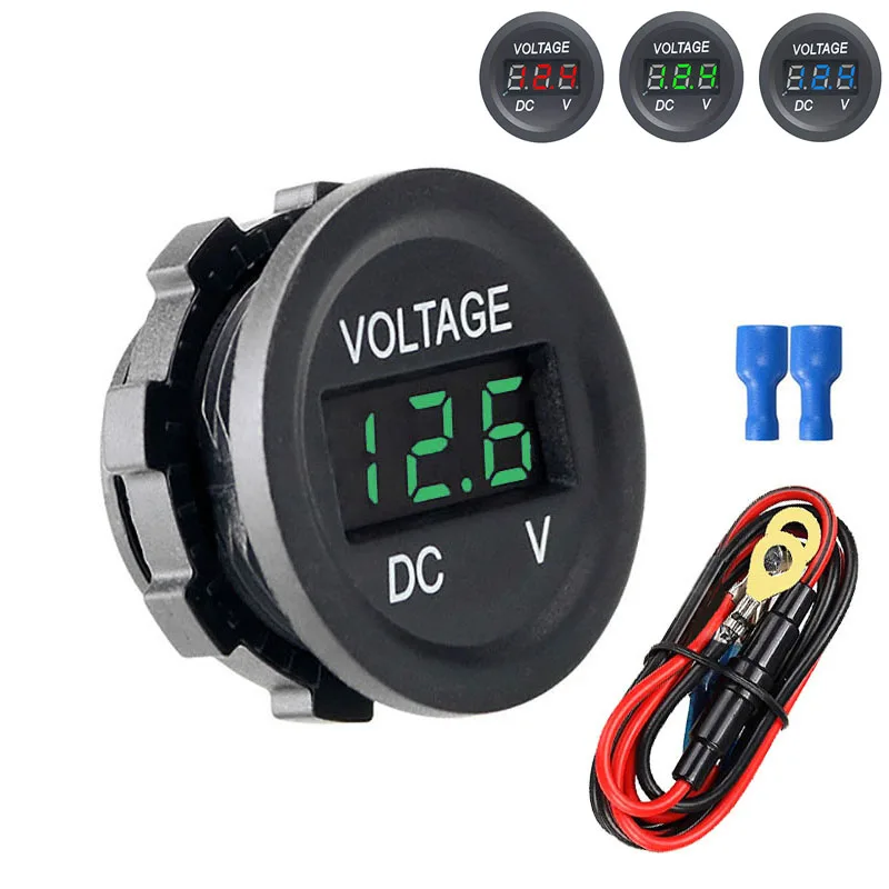 12V/24V Waterproof LED Panel Voltmeter Voltage Gauge Tester For Boat Motorcycle 