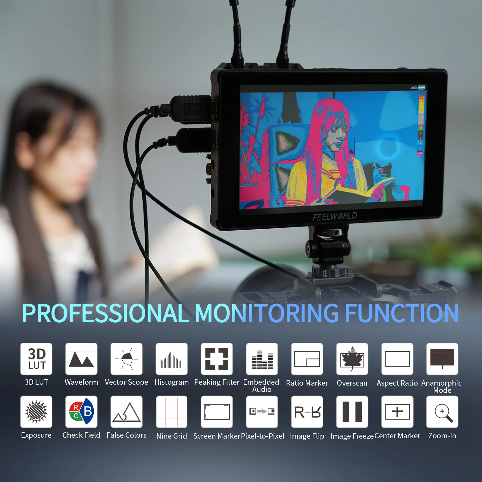 FEELWORLD F7 PLUS 7インチ 1200nit HDMI 2.0 タッチスクリーン カメラ 