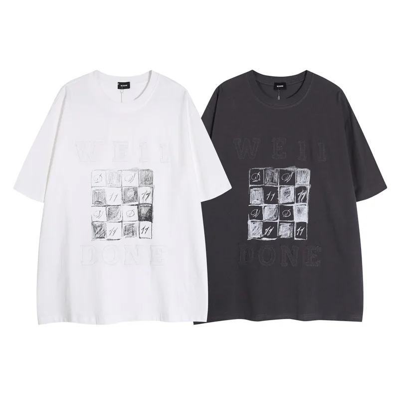 

Summer Sticker Letter Rubik's Cube Ge Gao Street Trendy Brand Extra Large Loose Men's and Women's Short Sleeve T-shirt Men's Top