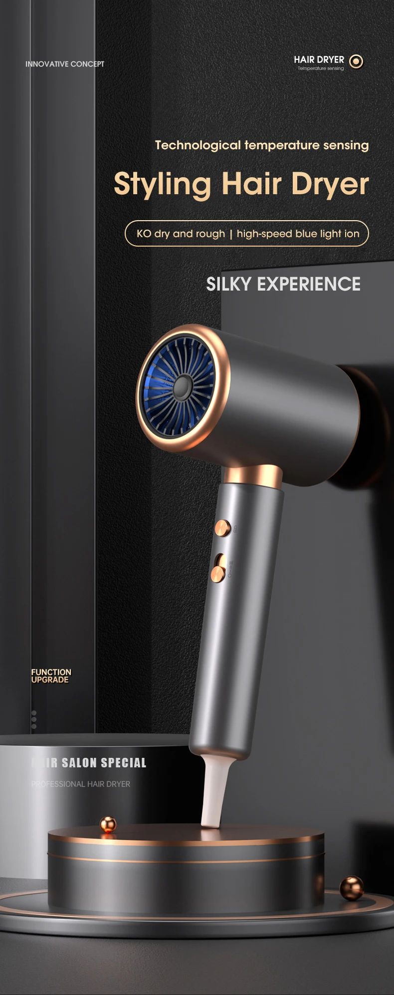 Description Picture 2 of itemHigh Speed Hair Dryer 2400W Powerful Hair Dryer with Low Noise High Wind Speed Negative Ion Temperature Control for Hair Care