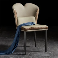 Silla de cuero nórdico para el hogar, muebles de comedor, moderna y minimalista, para dormitorio, maquillaje y oficina