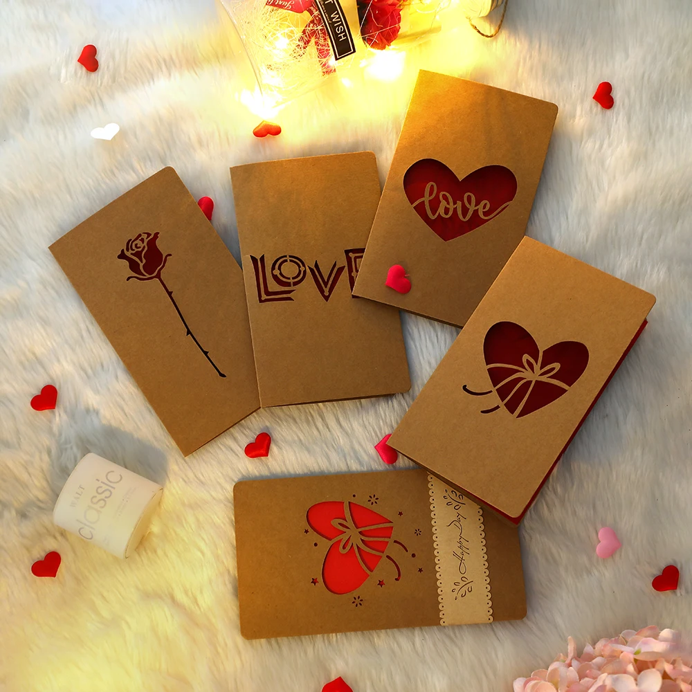 Buste portaregalo in carta da pacchi vintage con fermaglio a forma di cuore, mini buste artigianali per cartoline, biglietti da visa (10,4 x 7,1 cm) | SHEIN ALIA