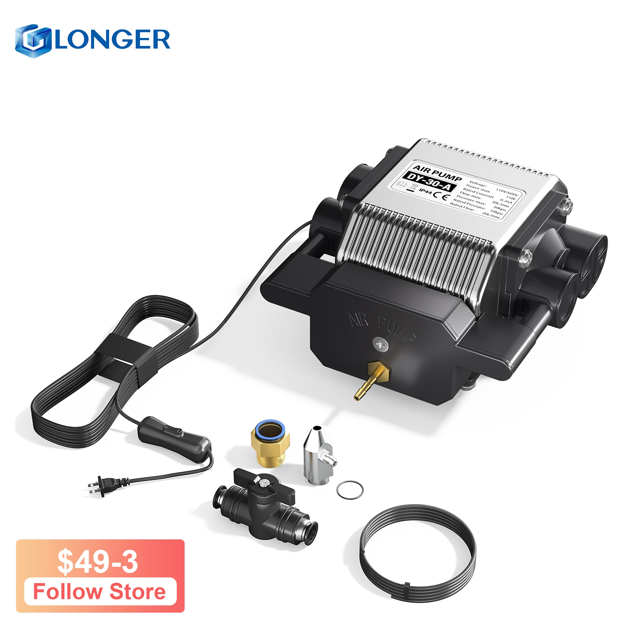 Longer Ray5 Laser Engraver Cutting Engraving Machine Air Assist/Air Pump/Air Assist Kit with Air Pump, Remove Smoke and Dust