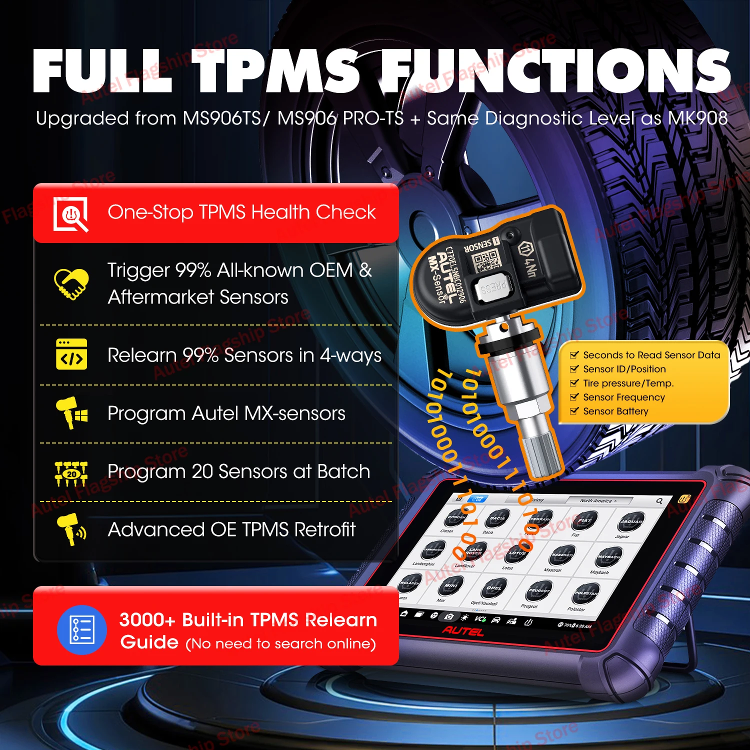 Autel MaxiPRO MP900-TS Car OBD2 Scanner TPMS Programming Relearn Diagnostic Tools ECU Coding Active Test CAN FD/DoIP PK MP808BT 3
