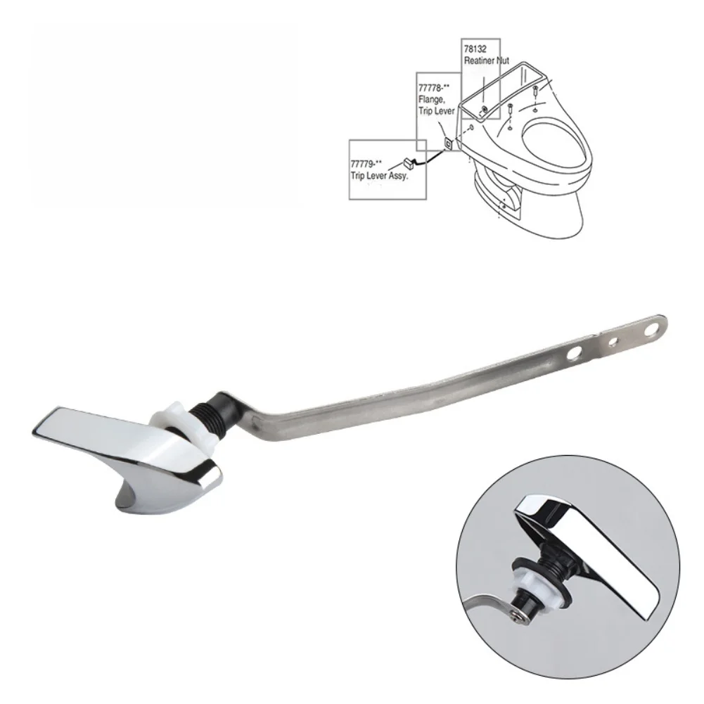 ชุดเปลี่ยนก้านกดชักโครกแบบติดตั้งด้านซ้าย ชุบโครเมียมขัดเงา สำหรับถังชักโครก อุปกรณ์เสริมในห้องน้ำ 1