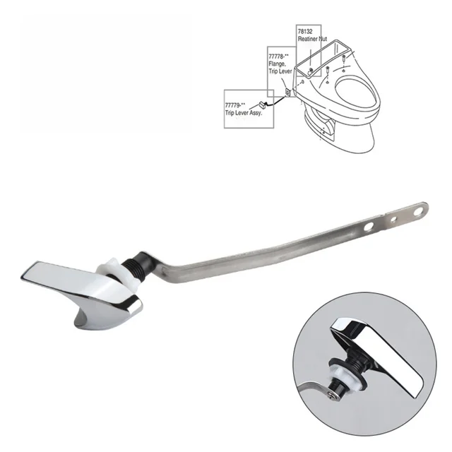 ชุดเปลี่ยนก้านกดชักโครกแบบติดตั้งด้านซ้าย ชุบโครเมียมขัดเงา สำหรับถังชักโครก อุปกรณ์เสริมในห้องน้ำ 1