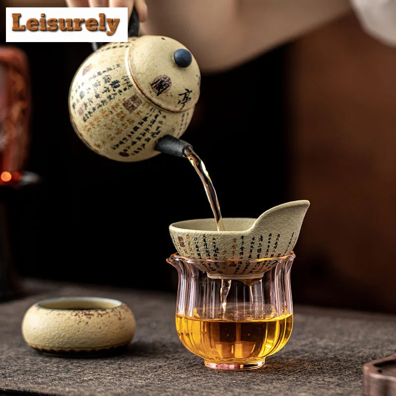 Hand-painted Orchid Pavilion Preface Firestone Red Tea Separator Infusor Handmade Tea Strainer Dispenser Tea Maker Tea Filter