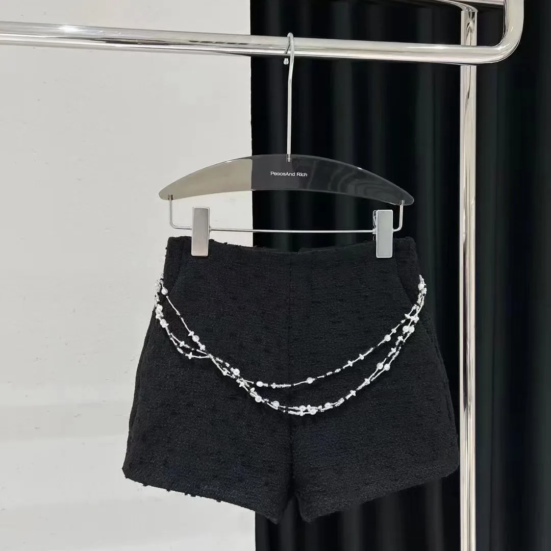 

Женская короткая юбка-трапеция, универсальная трапециевидная юбка с высокой талией и цепочкой, в Корейском стиле, осень/зима 2024