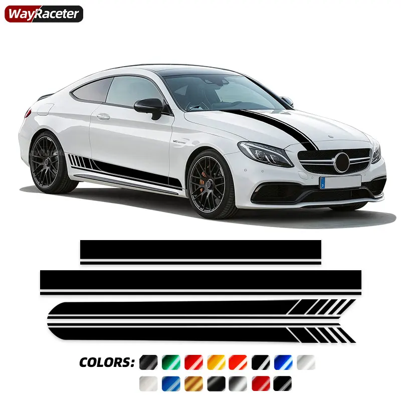 

4 Pcs Edition One AMG Hood Roof Tail Decal Side Stripe Skirt Sticker For Mercedes Benz C Class Coupe C205 A205 W205 C63 S205 C43