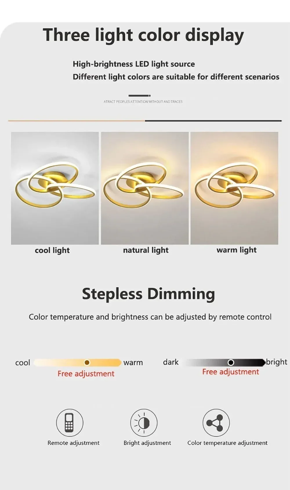 Description Picture 5 of itemModern LED Ceiling Light Indoor Lighting Black Gold Shamrock Lamps Bedroom Living Room Corridor Home Decoration Fixtures Lustre