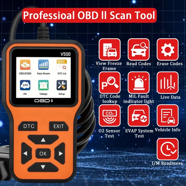 Car OBD2 Scanner Diagnostic Tool Code Reader, Car Voltage Tester Engine Fault Code Scanner, Charging Tester Diagnostic Tool V500 2