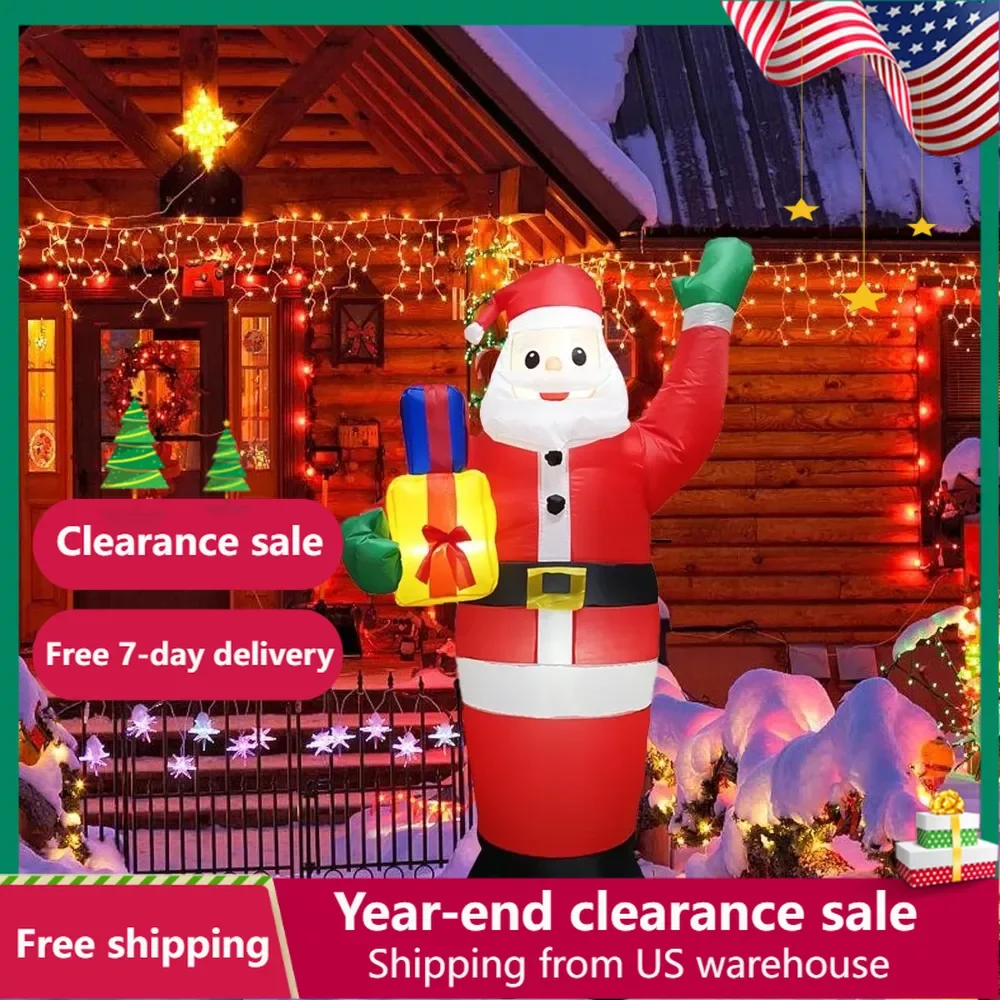 

6 FT Christmas Inflatable Santa Claus Outdoor Decorations Built-in LED Lights Christmas Decoration 2024 IP65 Waterproof Decors