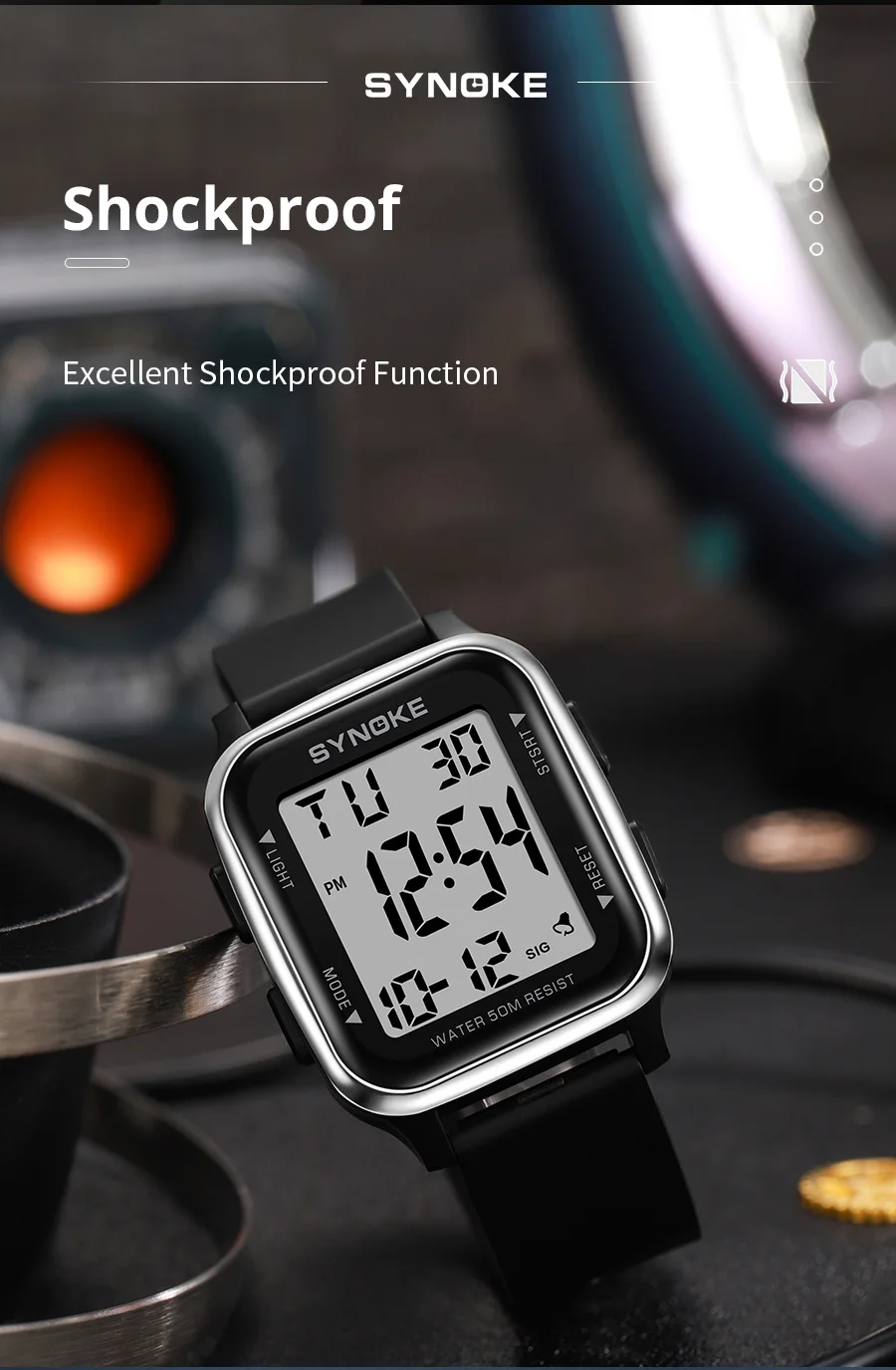 Synoke outdoor militär digital uhr neu für männer mode retro herren uhr sport wasserdicht herren uhr multifunktion ale leuchtend – Detail 8
