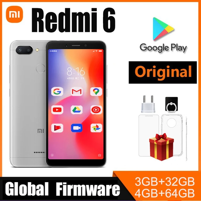 Смартфон Xiaomi Redmi 6, мобильный телефон Googleplay, 5,45 дюйма, полноэкранный AI Face In, используемый телефон 1