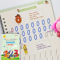 Reusable 3D Calligraphy Drawing and Number Practice Book for Kids: Educational Learning and Letter Writing Toy Gifts (Number)