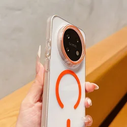 Transparent Magnetic Matte Thin Shockproof Case - Compatible with Huawei Nova and Enjoy Series for HUAWEI Enjoy 90 Pro Max (Orange)
