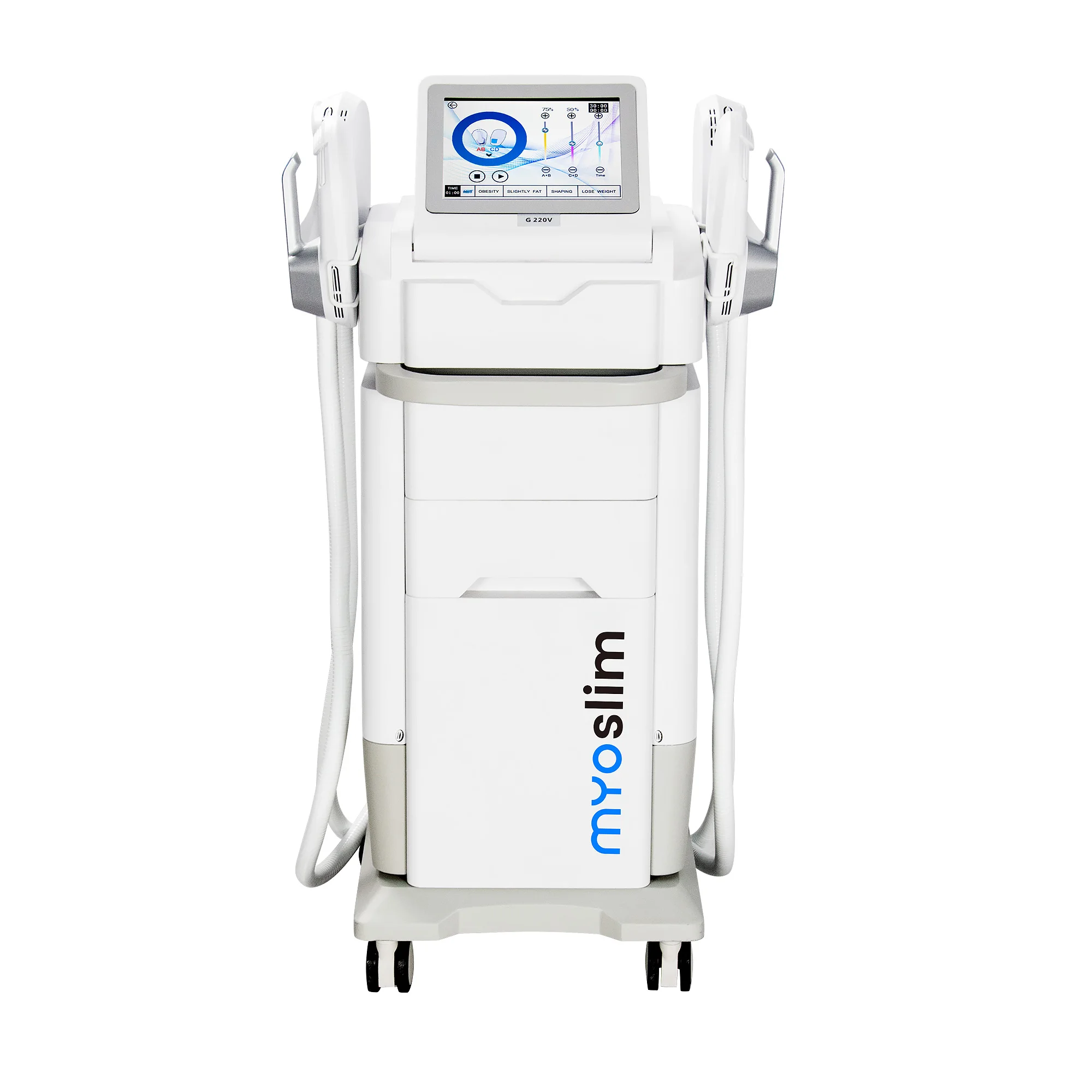 Estimulador Muscular Profissional Myoslim 6500W RF com 2 Manípulos, Máquina de Contorno Corporal Não Invasiva para Tonificação e Emagrecimento para Salão