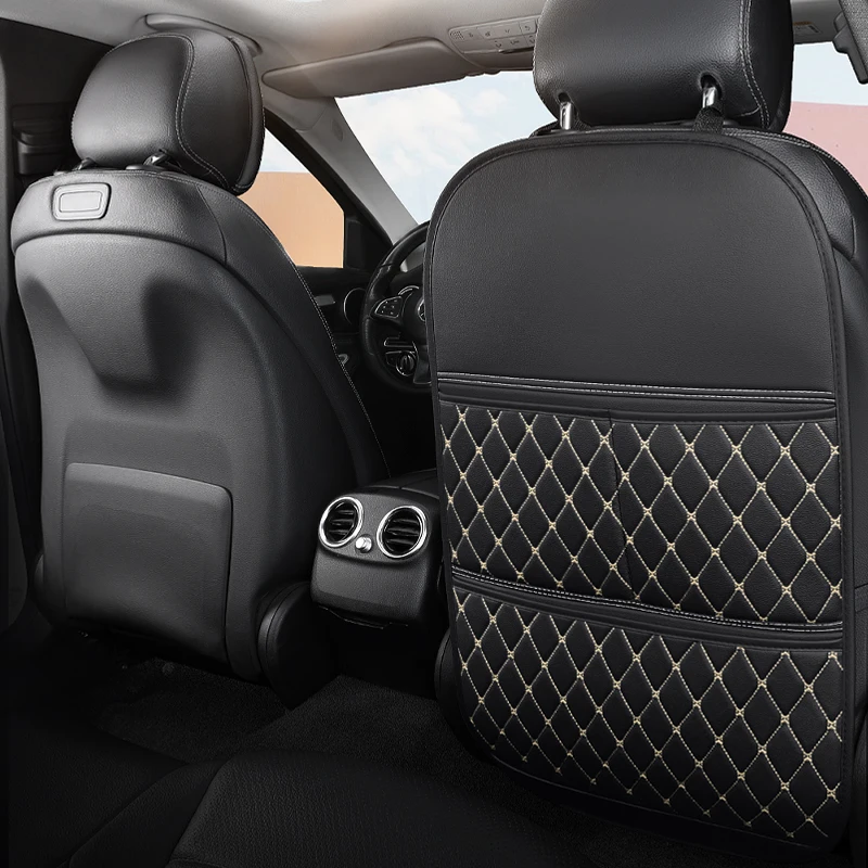 Organizer in pelle per sedile posteriore per seggiolino auto da lavoro premium, grande 1 pezzo, protezioni per sedile posteriore con cavalletto impermeabile e resistente alle macchie  34