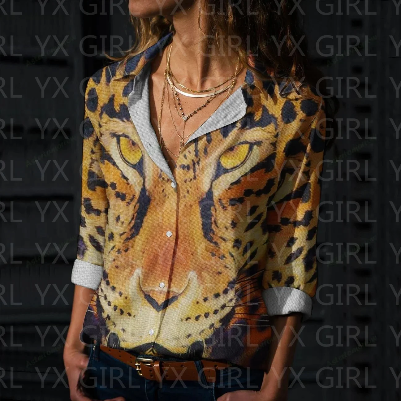 Women's Tiger Printed Casual Shirt 3D Printed Button-down Shirt Casual Unique Streewear 6 Color tropikhome шторы для ванн полиэстер digital printed tiger 180х200 см