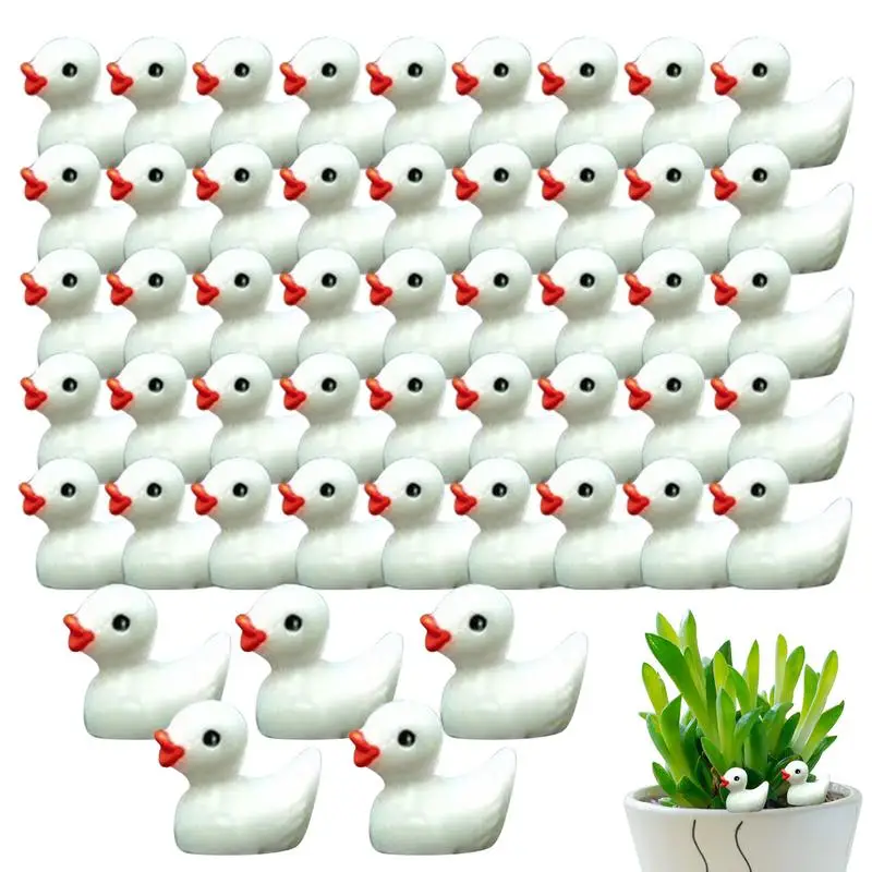 

Resin Mini Figure Duck 50pcs Mini Resin Duck DIY Miniature Duck Figures Landscape Aquarium Dollhouse Ornament For Christmas