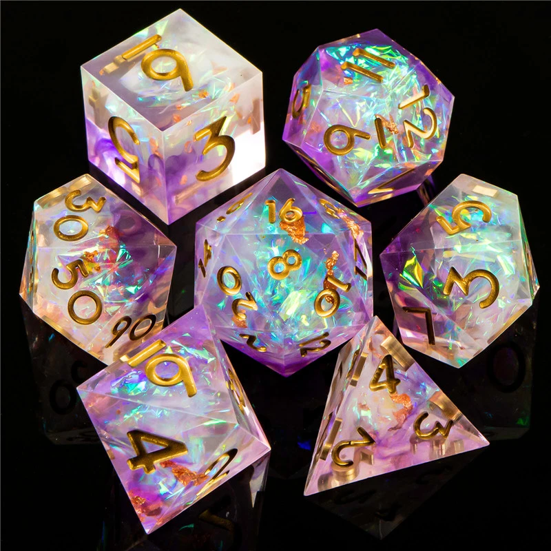 KERWELLSI 7Pcs DND Resin Dice Set D&D Dungeon and Dragon Polyhedral
