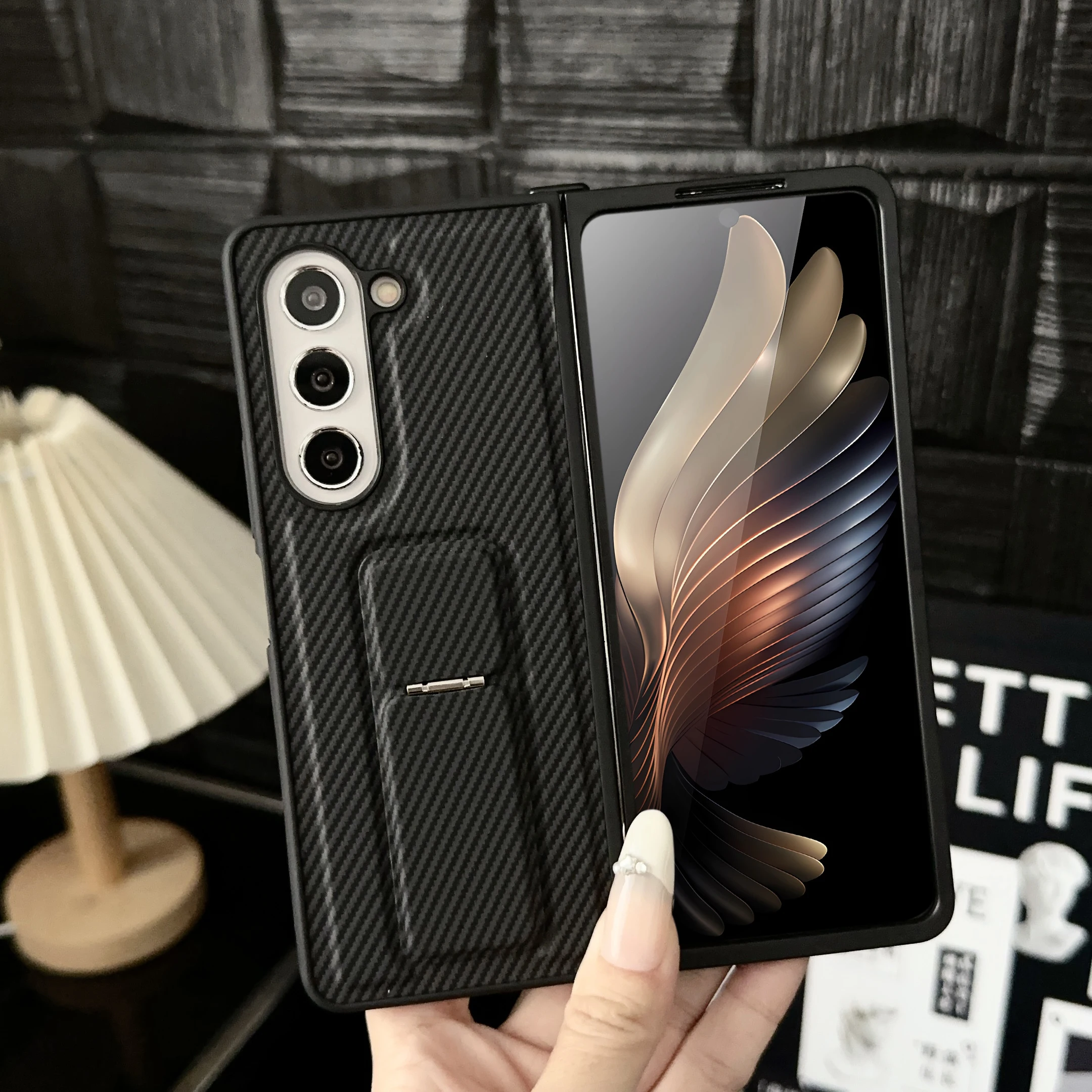 For Samsung Galaxy Fold 3 4 5 6 Luxury Business Man Stand Holder Phone Case Cover_voghion.com
