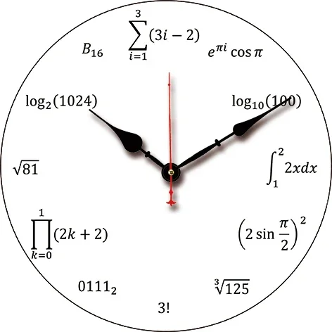 Mathematical Formulas Wall Clock Modern Design Color:21-1227;Sheet Size:14inch(34CM)