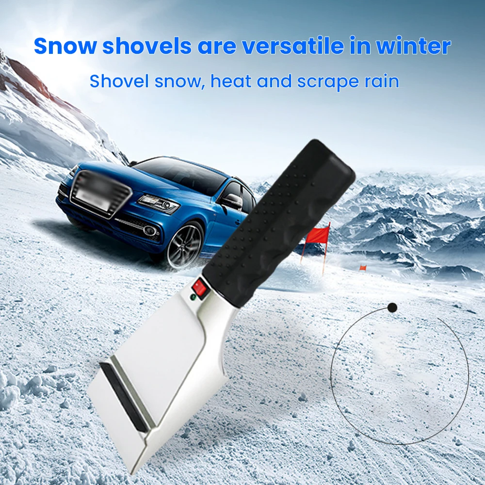 12V Winter Electric Heater Car Ice Scraper Windshield Glass Snow Shovel Removal Defrost Cleaning Tool Heated Snow Scraper