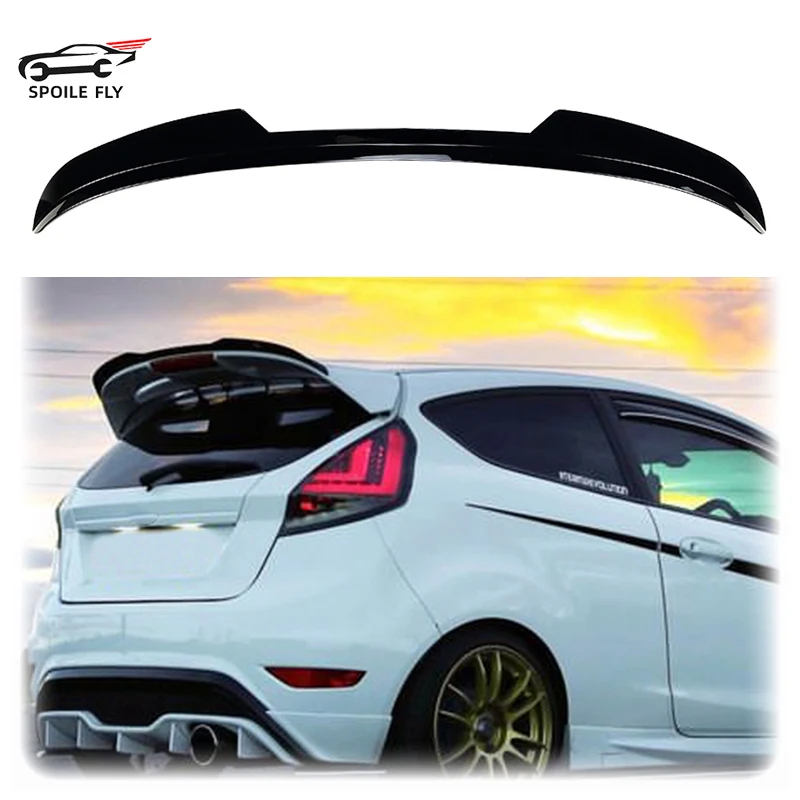 

For Ford Fiesta ST-Line MK6 MK6.5 2008-2017 High Quality ABS Car Rear Wing Spoiler Glossy Black Or Carbon Fiber Look Body Kity