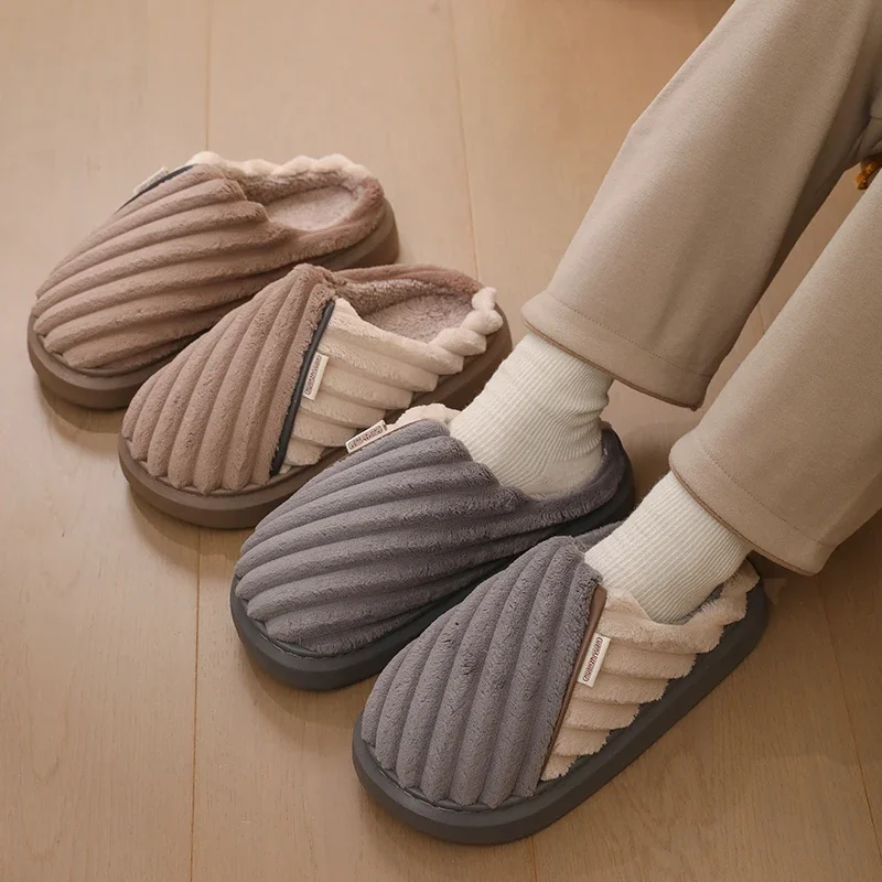 Men Winter Slippers Man House Non Slip Soft Shoes Comfort Flat Home Indoor Bedroom Plush Slipper Extra-large Cotton Shoes mens winter slippers
