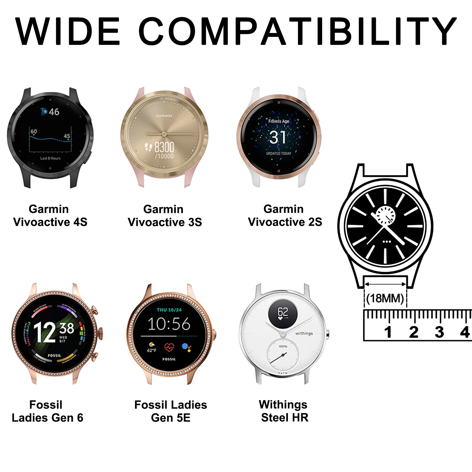 Elegant 18mm Silicone Watch Strap