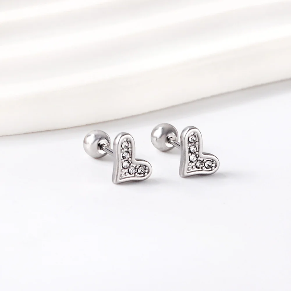 LUXUKISSKIDS 12Pairs/Lots Earrings Tiny Heart Charms New In Korean Trendy Woman 2023 Luxury Cubic Zirconia Small Love Shape Stud