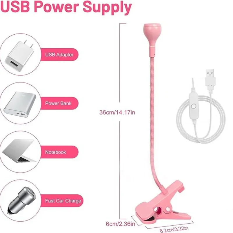 Nail Lights Dryer Ultraviolet  UV Lamp Mini Flexible Clip-On Desk USB Gel Curing Manicure Pedicure Tools - 6