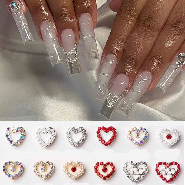 2 Pcs 3D Dangle Nail Charms Nail Jewelry Rhinestones Heart Pearl Crystal  Gems Manicure DIY Nail Decorations Nail Supplies - AliExpress