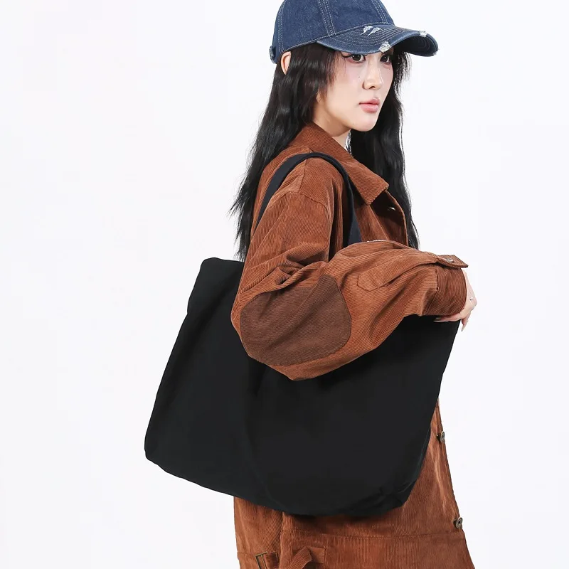 Canvas Tote Shoulder Bag NEW Large Capacity Storage Bag Fashionable Simple Solid Color Classic Popular Casual Shopping All-match