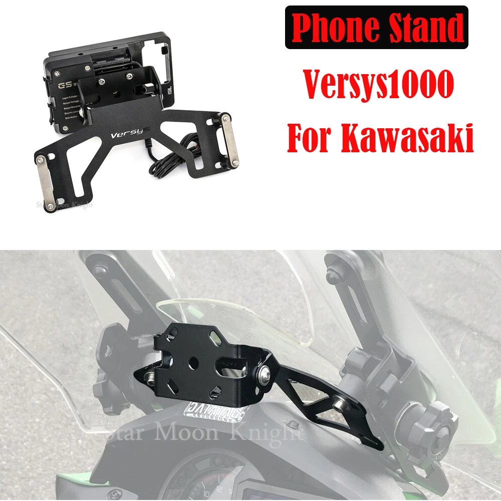 For Kawasaki Motorcycle Front Phone Stand Holder Phone GPS Navigaton Plate Bracket Versys 1000 Versys1000 2019- 2020