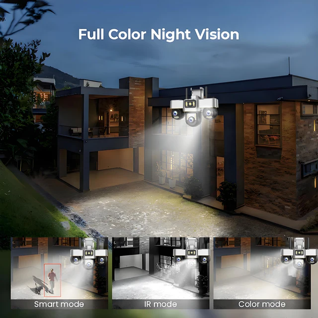 12MP Three Lens Three Screen Camera 4G Outdoor Humanoid Tracking Security Protection Surveillance Support 10X Zoom PTZ Cameras 3