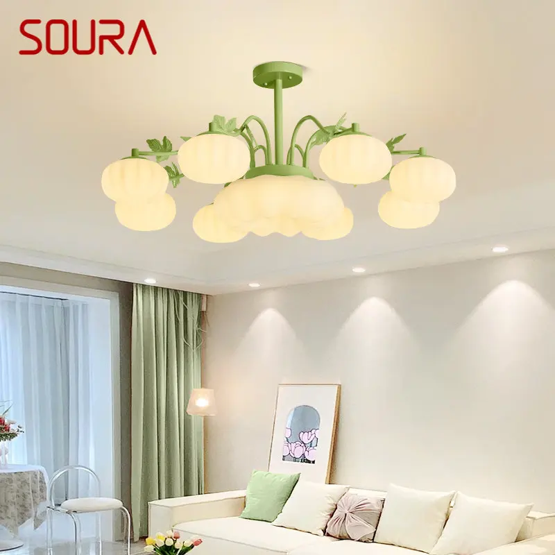 

SOURA Modern LED Ceiling Chandelier Fixtures Creative Design Green Pendant Lamp for Home Bedroom Living Room Decor